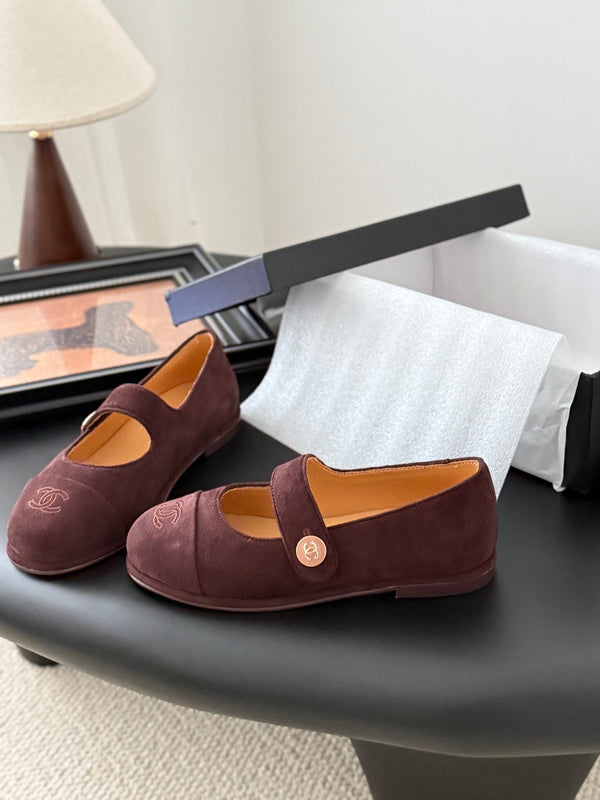 CC 25K Mary Jane Flats Burgundy Suede 458763