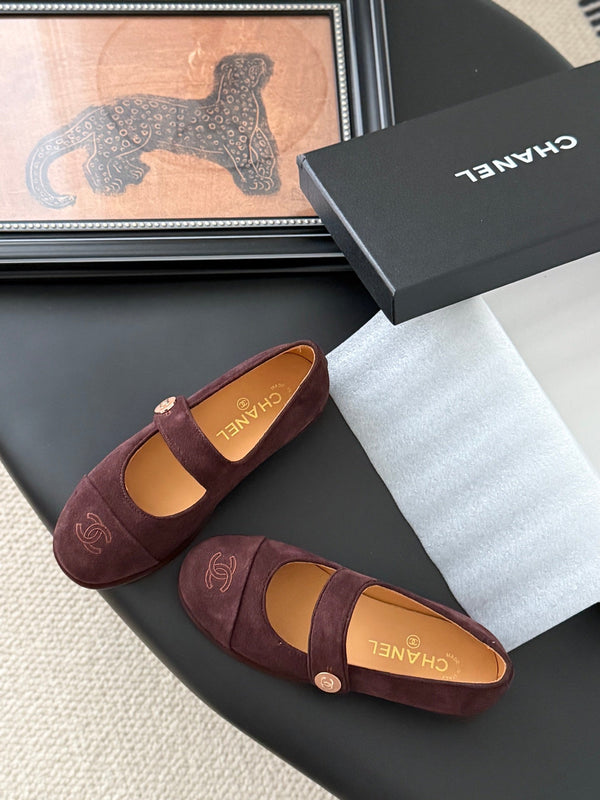 CC 25K Mary Jane Flats Burgundy Suede 458763