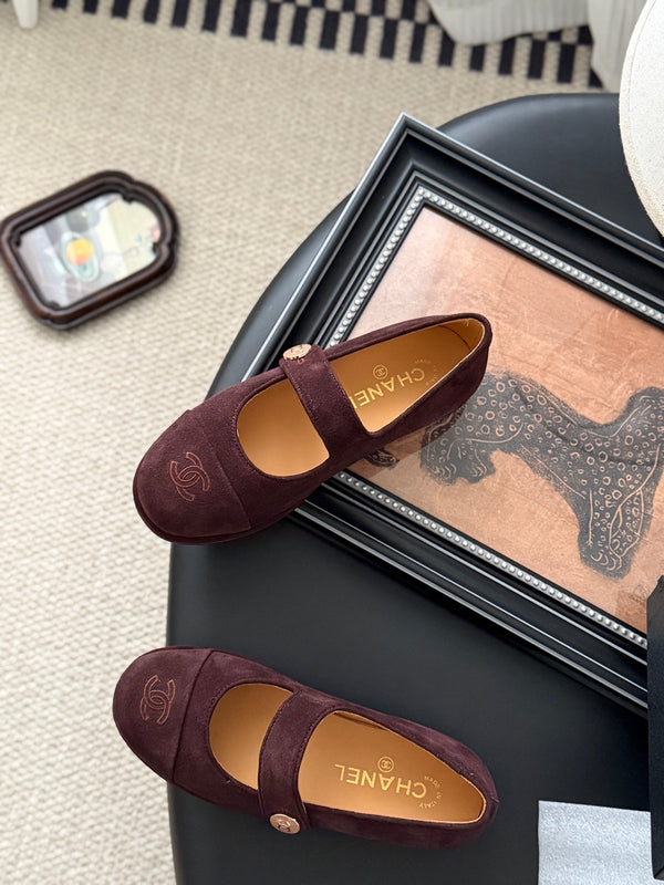 CC 25K Mary Jane Flats Burgundy Suede 458763