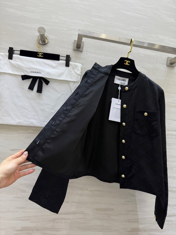 CC 25 3D Jacquard Silk Black Jacket