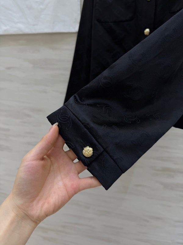 CC 25 3D Jacquard Silk Black Jacket