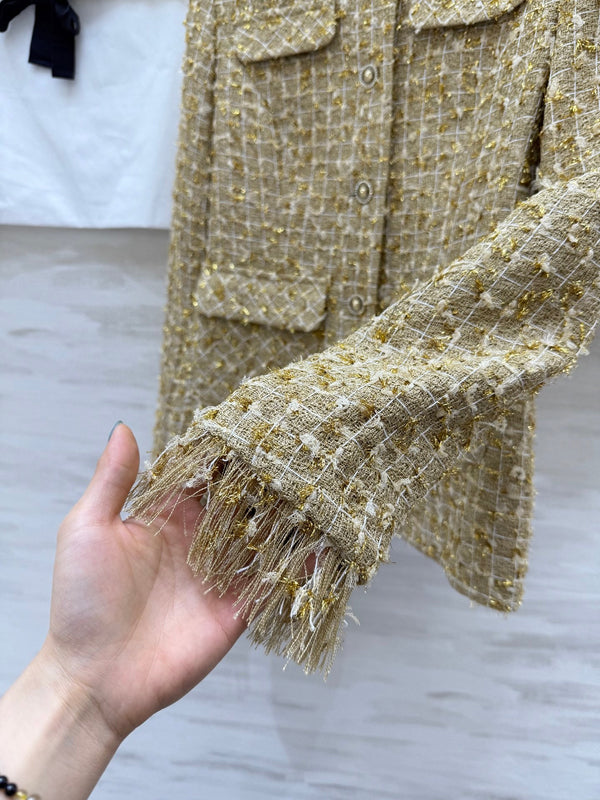 CC 25 Wool Gold Yarn Tweed Suit