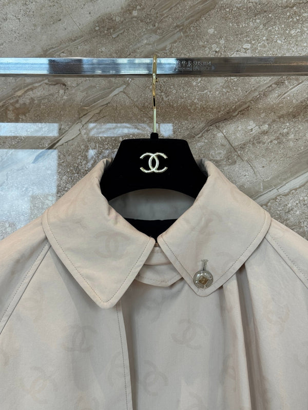 CC 25B Hidden Logo Trench Coat Beige Cotton