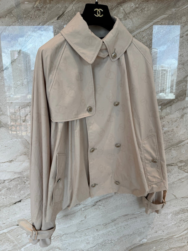 CC 25B Hidden Logo Trench Coat Beige Cotton