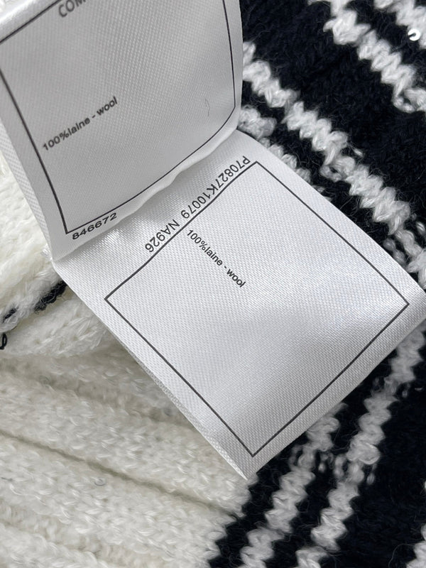 CC 25 Striped Knit Skirt White Wool