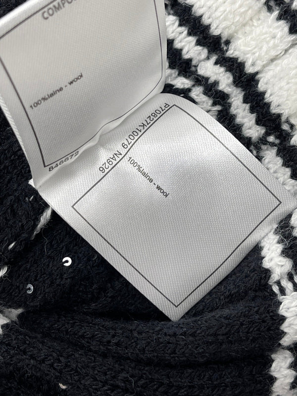 CC 25 Striped Knit Skirt Black Wool