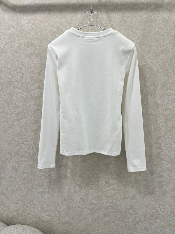 CC 25 Long-Sleeved Base Top White Cotton