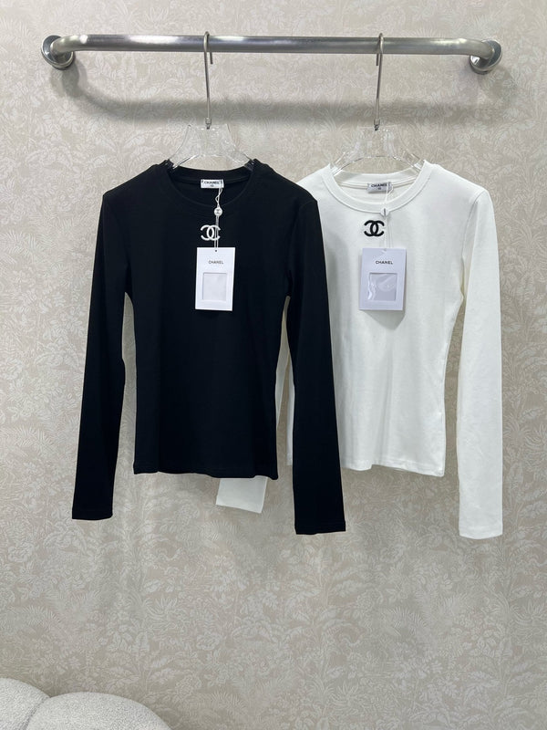 CC 25 Long-Sleeved Base Top White Cotton