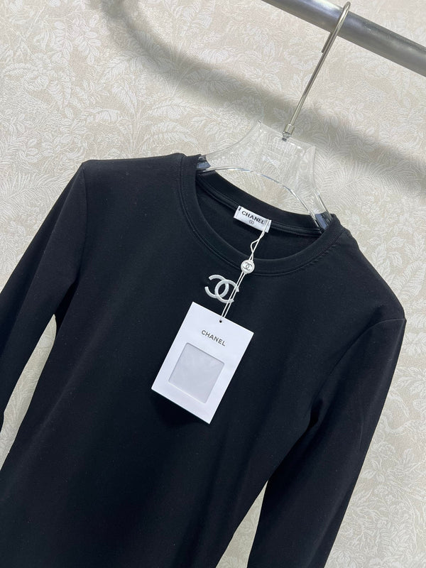 CC 25 Long-Sleeved Base Top Black Cotton