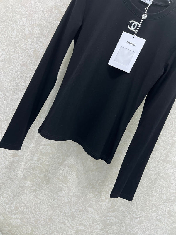 CC 25 Long-Sleeved Base Top Black Cotton