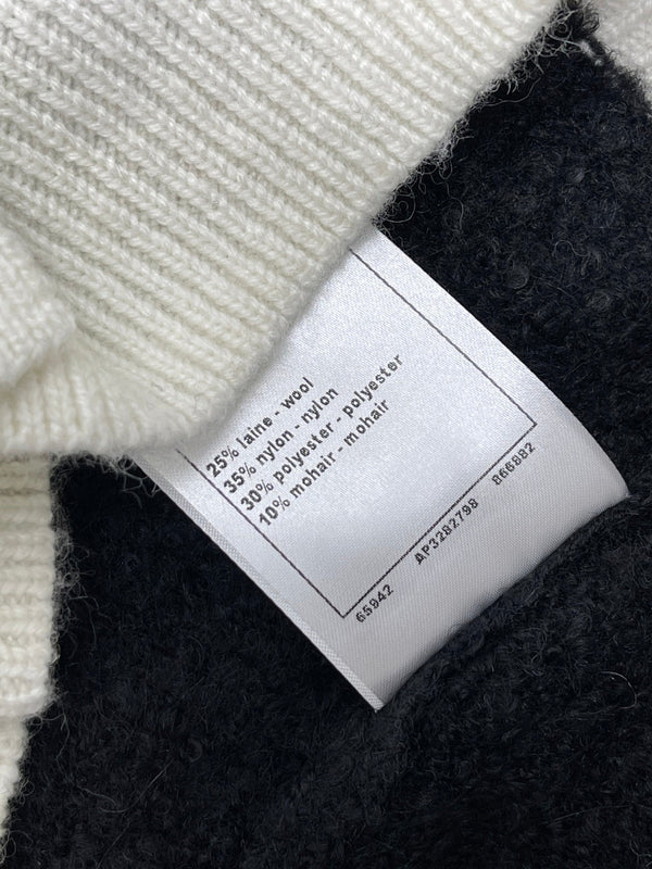 CC 25 Two-Tone Pocket Knit Cardigan Black Wool