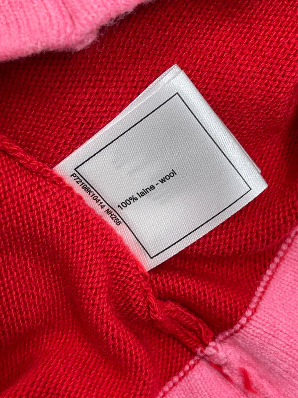 CC 25F Round-Neck Knitted Long-Sleeved Cardigan Red Wool