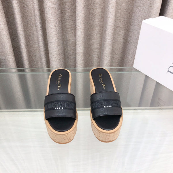 CD Dway Jelly-Colored Platform Heel 100mm Sandals Black Calskin