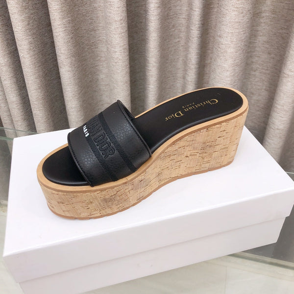 CD Dway Jelly-Colored Platform Heel 100mm Sandals Black Calskin