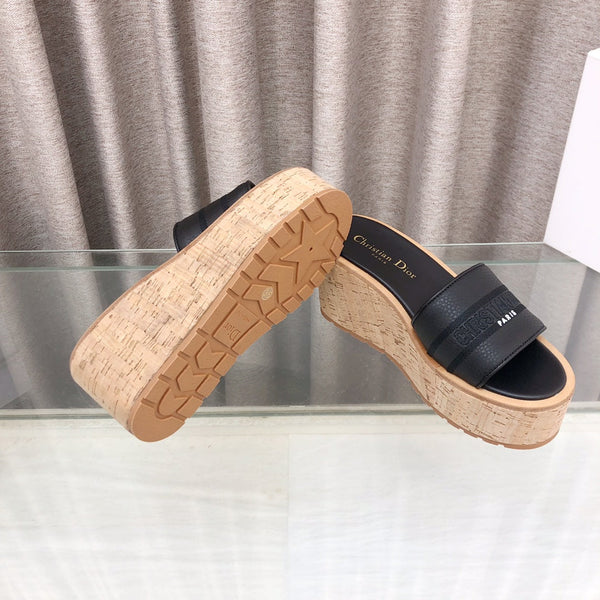 CD Dway Jelly-Colored Platform Heel 100mm Sandals Navy Blue Calskin