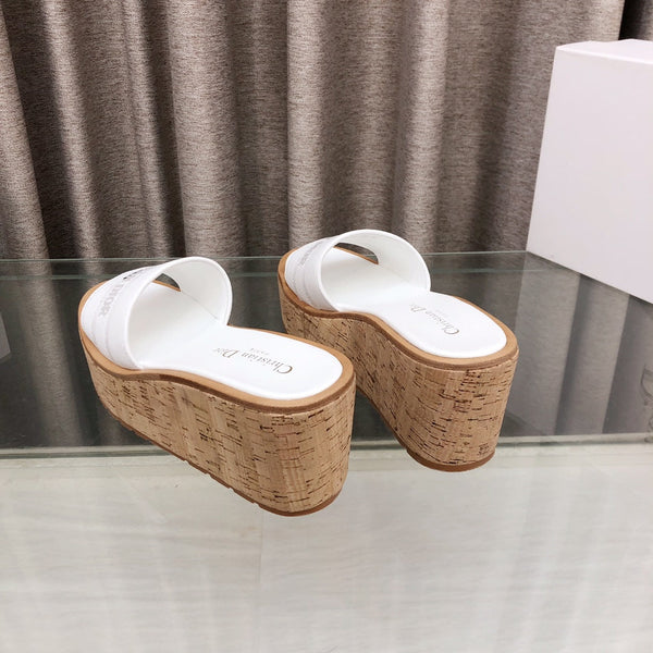 CD Dway Jelly-Colored Platform Heel 100mm Sandals White Calskin