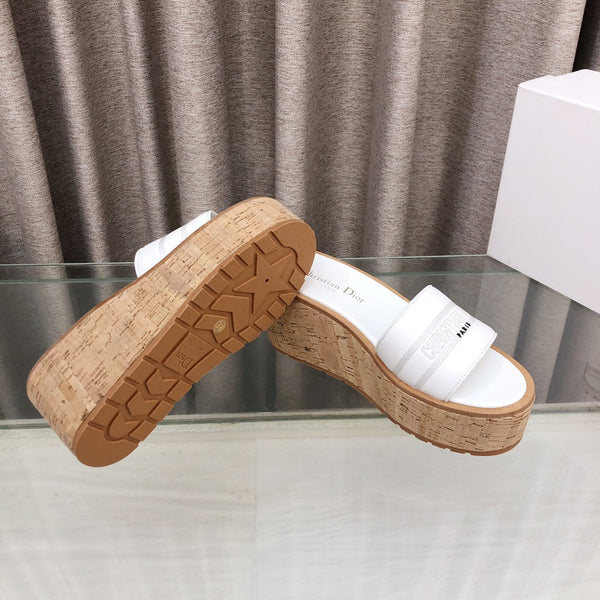 CD Dway Jelly-Colored Platform Heel 100mm Sandals White Calskin