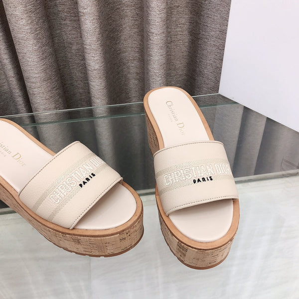 CD Dway Jelly-Colored Platform Heel 100mm Sandals Cream Calfskin