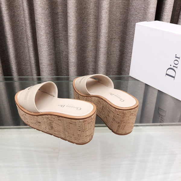 CD Dway Jelly-Colored Platform Heel 100mm Sandals Cream Calfskin