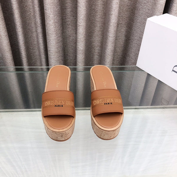 CD Dway Jelly-Colored Platform Heel 100mm Sandals Tan Calfskin