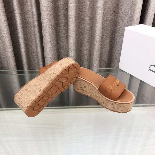 CD Dway Jelly-Colored Platform Heel 100mm Sandals Tan Calfskin