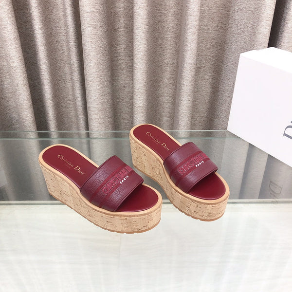 CD Dway Jelly-Colored Platform Heel 100mm Sandals Red Calfskin