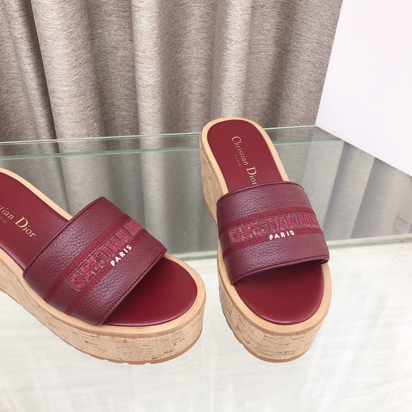 CD Dway Jelly-Colored Platform Heel 100mm Sandals Red Calfskin