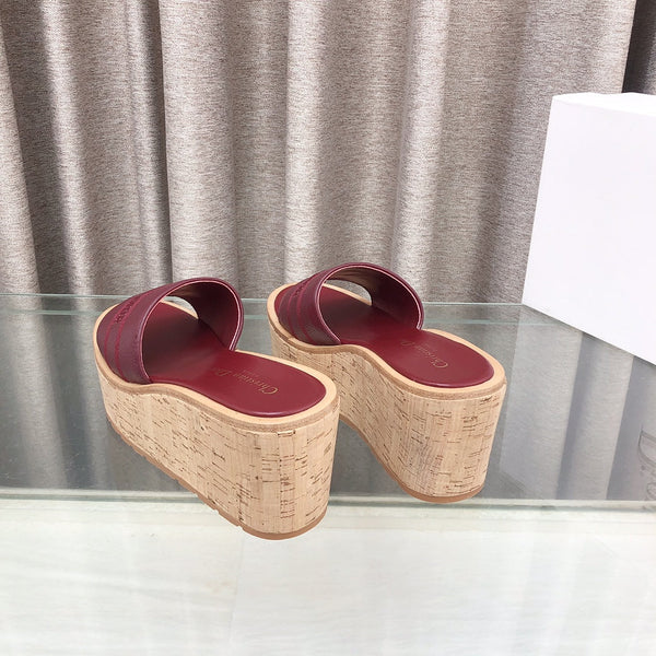 CD Dway Jelly-Colored Platform Heel 100mm Sandals Red Calfskin