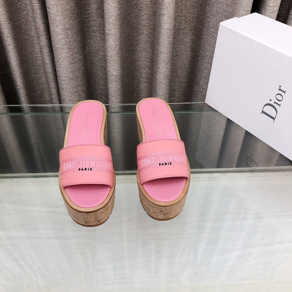 CD Dway Jelly-Colored Platform Heel 100mm Sandals Pink Calfskin