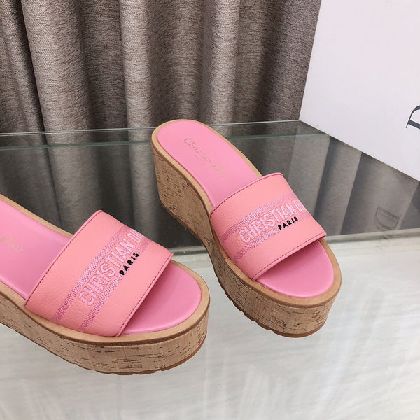 CD Dway Jelly-Colored Platform Heel 100mm Sandals Pink Calfskin