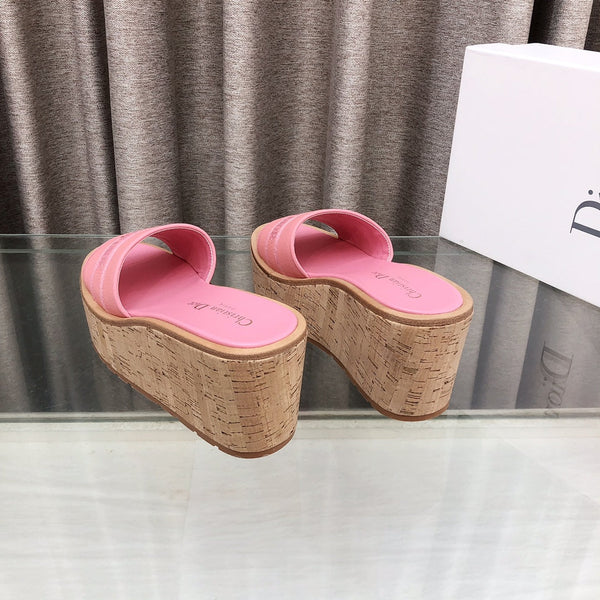 CD Dway Jelly-Colored Platform Heel 100mm Sandals Pink Calfskin