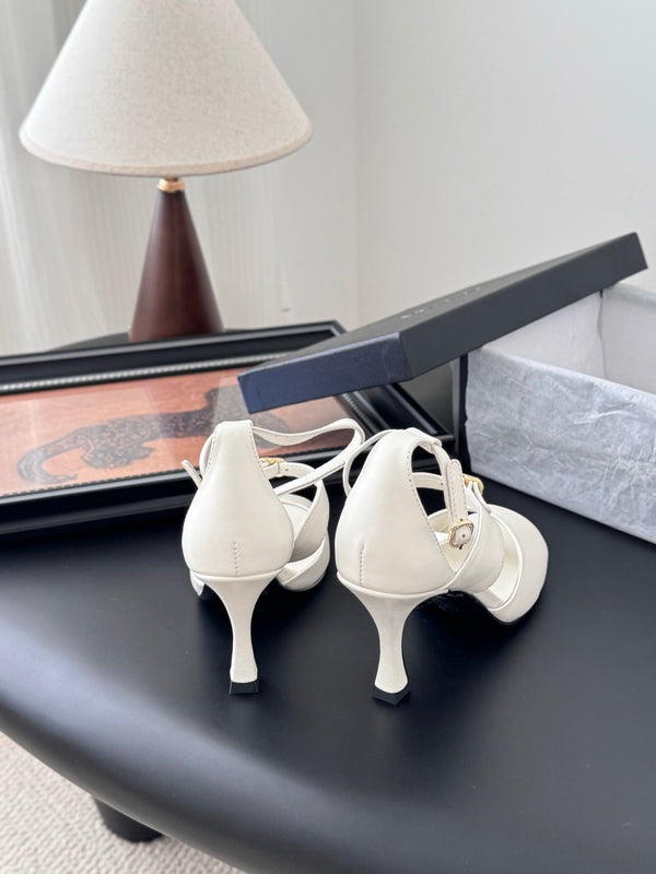 CC 25B Mary Janes 85mm High Heel White Sheepskin