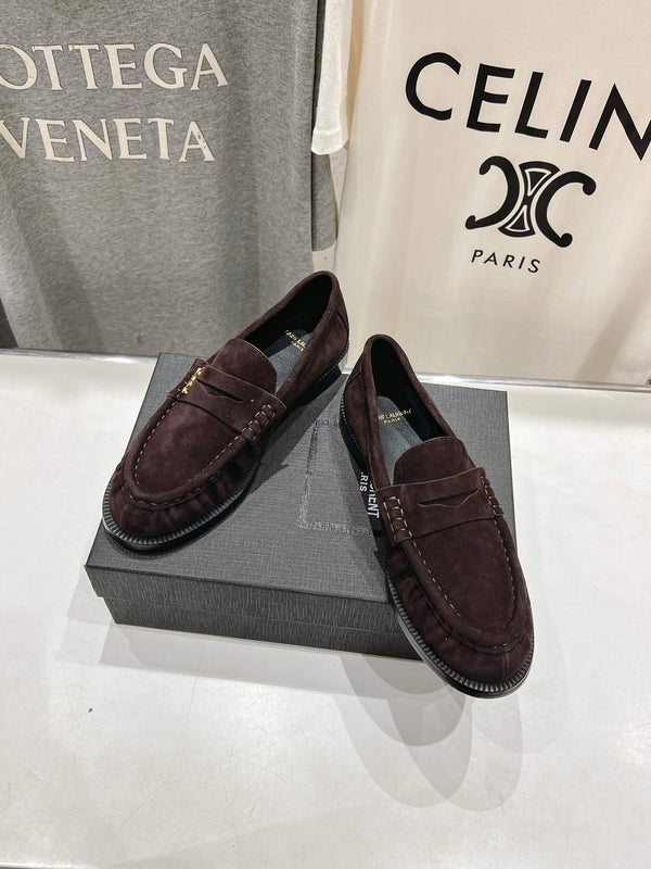 YSL 25 Loafer Brown Black Cowhide Suede 173109