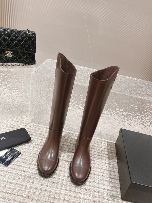 Chanel Boot Brown Chocolate Leather 148453