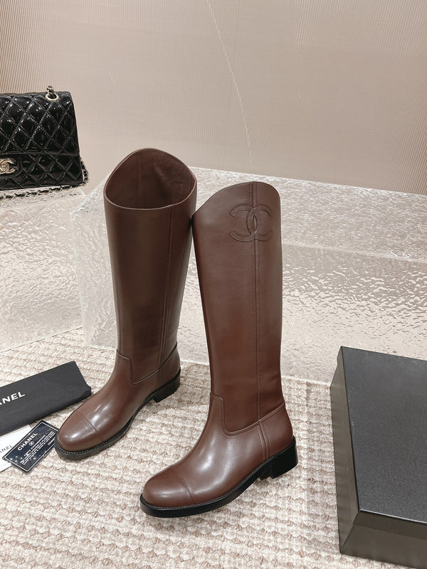 Chanel Boot Brown Chocolate Leather 148453
