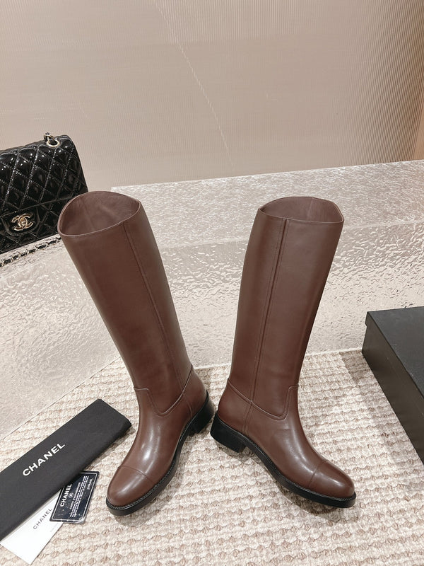 Chanel Boot Brown Chocolate Leather 148453