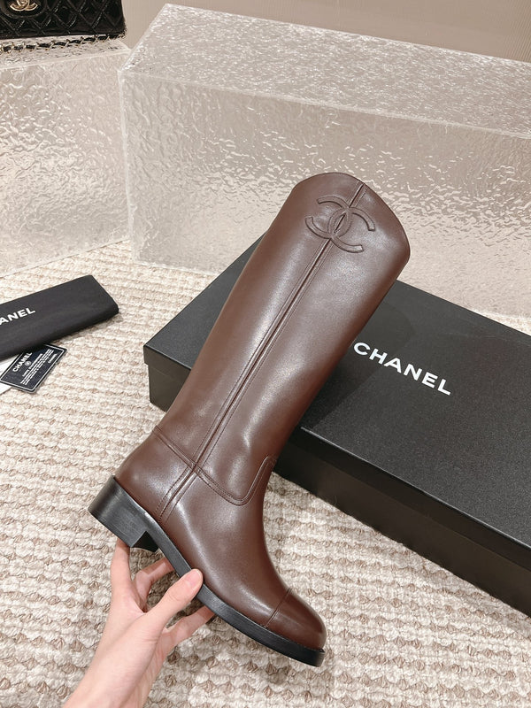 Chanel Boot Brown Chocolate Leather 148453