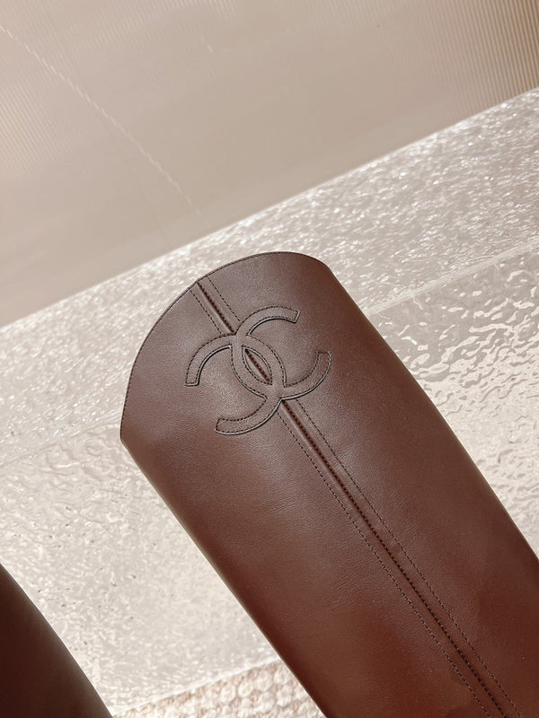 Chanel Boot Brown Chocolate Leather 148453