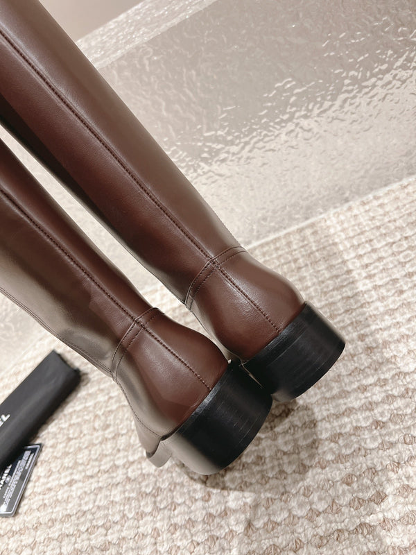 Chanel Boot Brown Chocolate Leather 148453