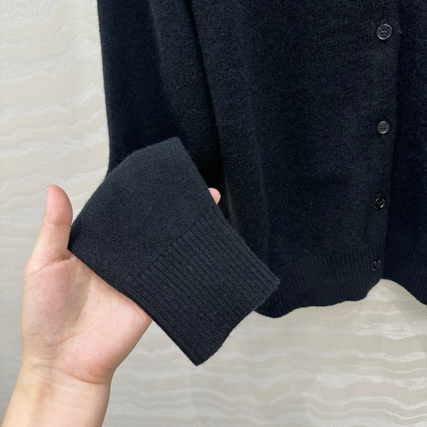 Miumiu Detachable Shirt Cardigan Black Mix Blue Collar and Cashmere