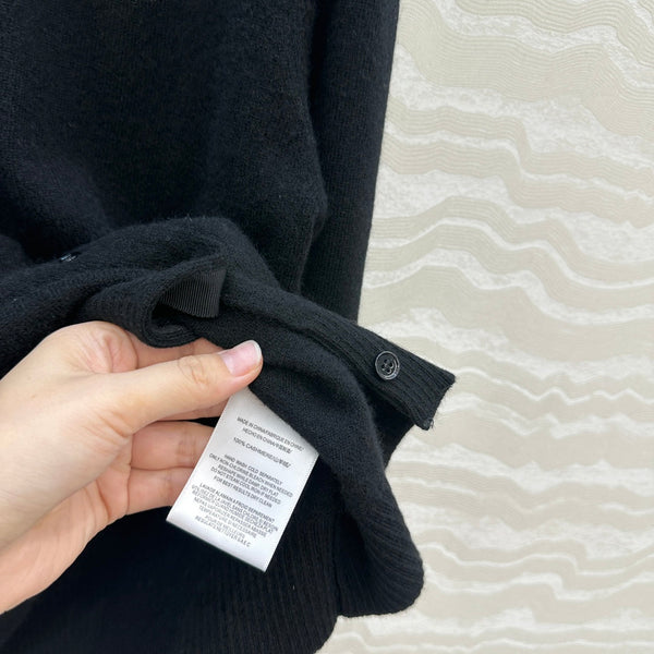 Miumiu Detachable Shirt Cardigan Black Mix Blue Collar and Cashmere