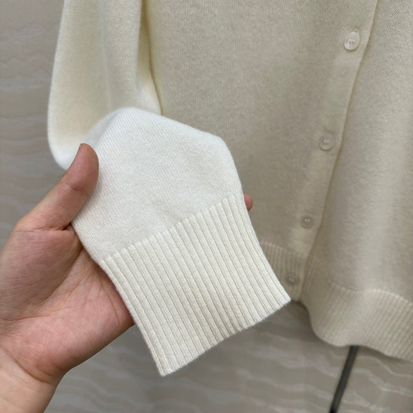 Miumiu Detachable Shirt Cardigan White Collar and Cashmere