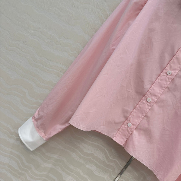 Miumiu Detachable Cuff and Collar Shirt Pink Cotton