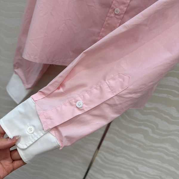 Miumiu Detachable Cuff and Collar Shirt Pink Cotton