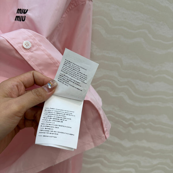 Miumiu Detachable Cuff and Collar Shirt Pink Cotton