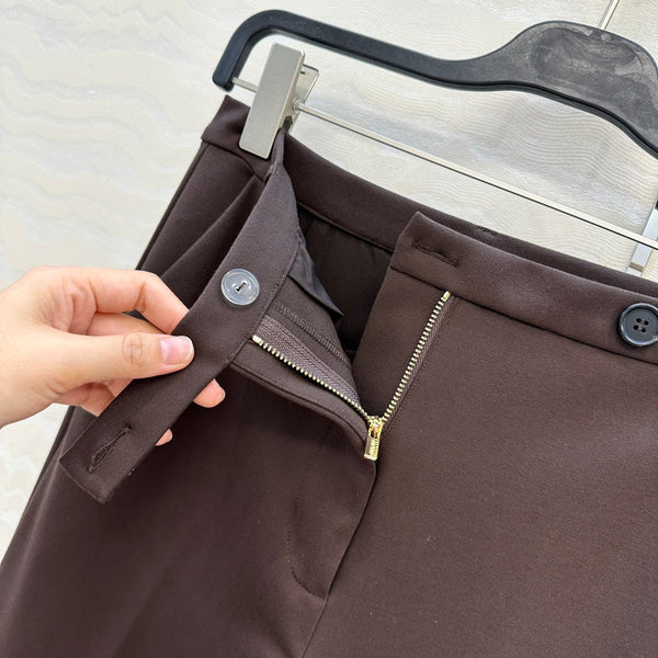 Miumiu Low Waist Trousers Chestnut Cotton