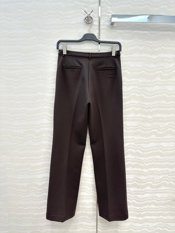 Miumiu Low Waist Trousers Chestnut Cotton