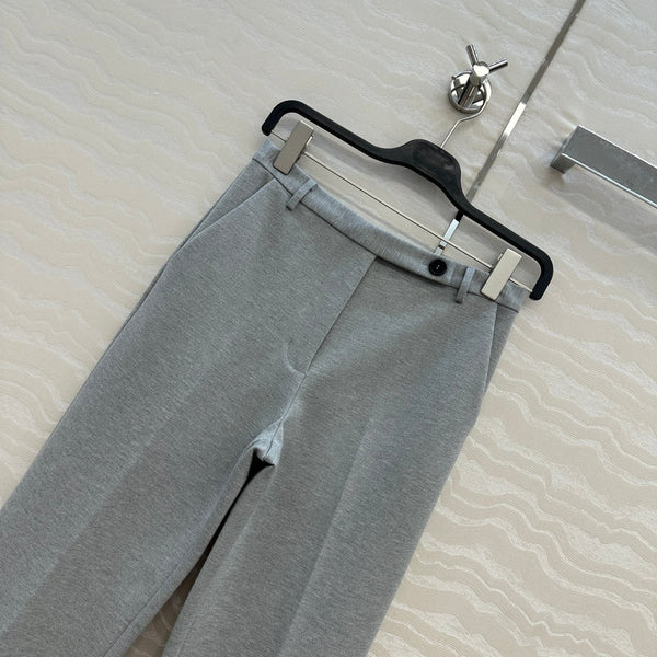 Miumiu Low Waist Trousers Gray Cotton