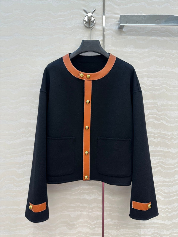 CE Arc De Triomphe Gold-Button Black Cashmere Coat