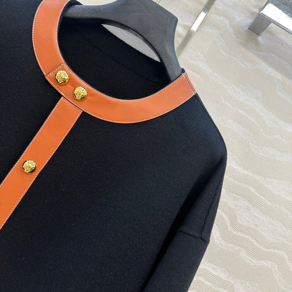 Cappotto in cashmere nero con bottoni dorati CE Arc De Triomphe